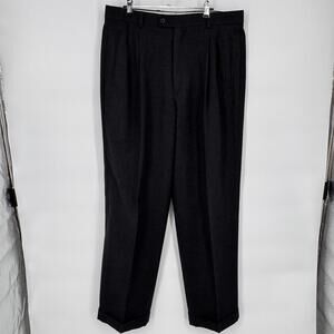 Zanella Duncan Dress Pants Mens 34 Gray Wool Flannel Pleated Cuffed Made Italy